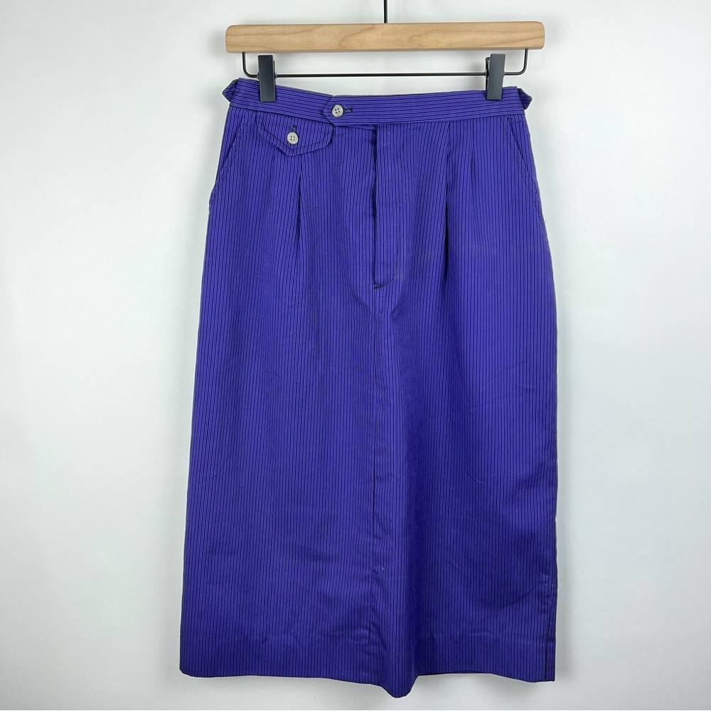Vintage Essentials by Jon Keyes Purple & Black Stripe Midi Skirt Size